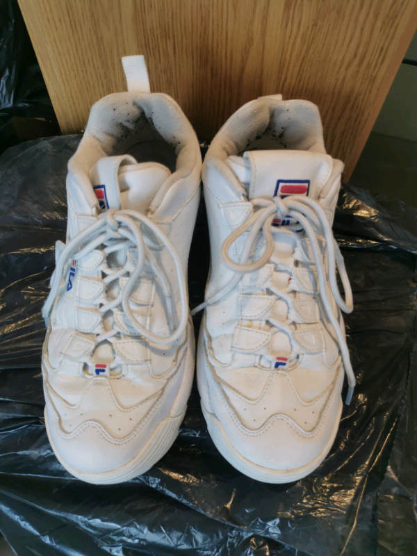white fila platform trainers